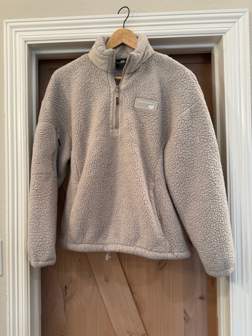 New Balance Kids' Taupe Sherpa Half-Zip Pullover